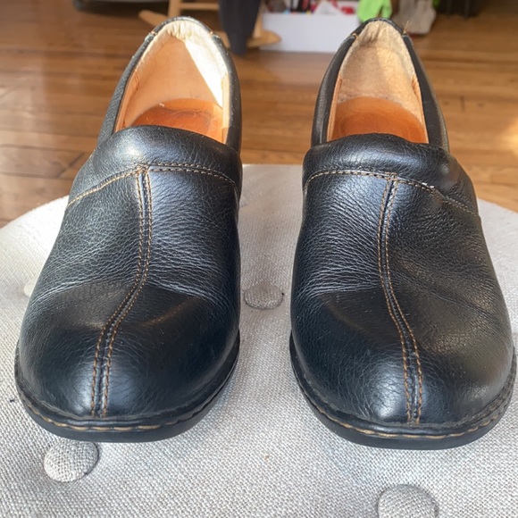 Born Black Pebbled Leather Clog Comfort Shoes 9M - Picture 2 of 10